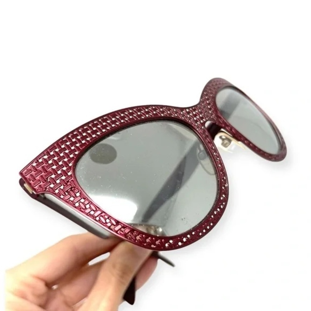 MARC JACOBS Red Burgundy Woven Metal Mirror Lens $250 Sunglasses Black Case - Picture 13 of 16